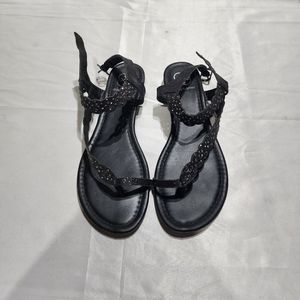 Daisy Fuentes Black Glitzy Sandals
